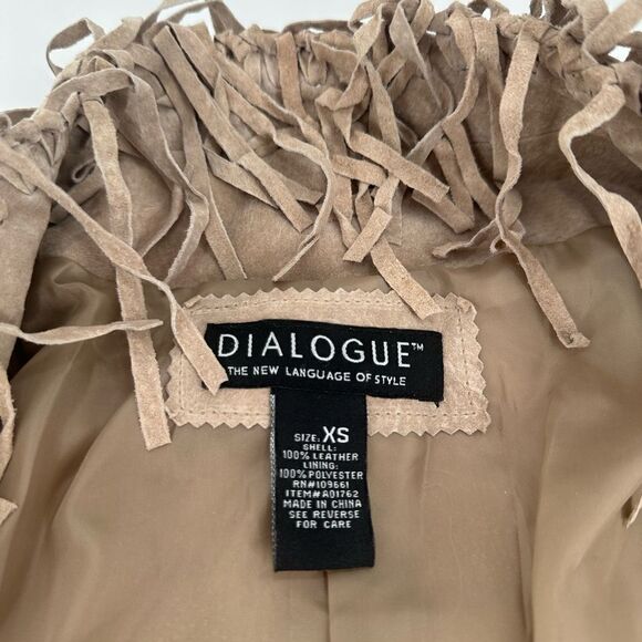 Dialogue Vintage Tan 100% Leather Fringe Cowgirl Y2K Jacket Size XS Women’s - Picture 7 of 7